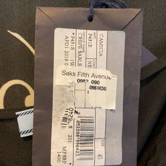 Prada Feather black and white print sheer crepe shirt $1400 - Picture 4 of 11